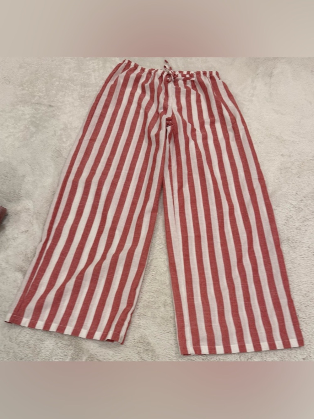 Missguided Red and White Striped Wide-Leg Pants XL